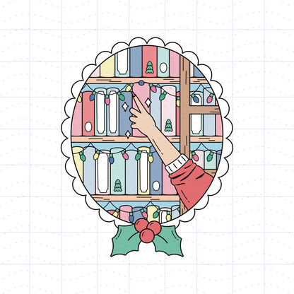 Cozy Christmas Holiday Academia Bookshelf PNG Files