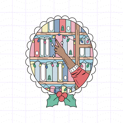 Cozy Christmas Holiday Academia Bookshelf PNG Files