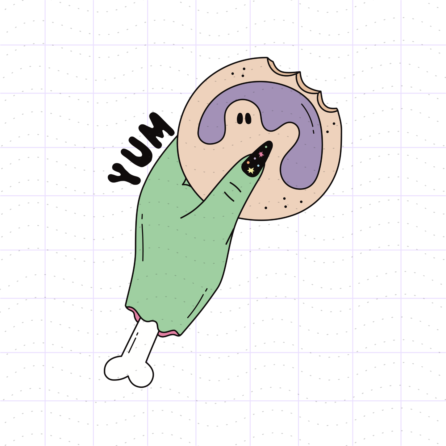 Zombie Hand with Nostalgic Ghost Cookie PNG File